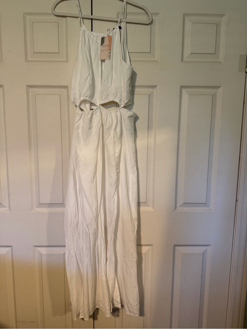 White Cutout Maxi Dress with Spaghetti Straps
